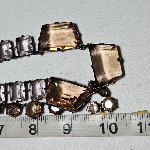 J Crew Statement Necklace Large Amber Clear Stones Fashion Jewelry Women - Picture 7 of 7